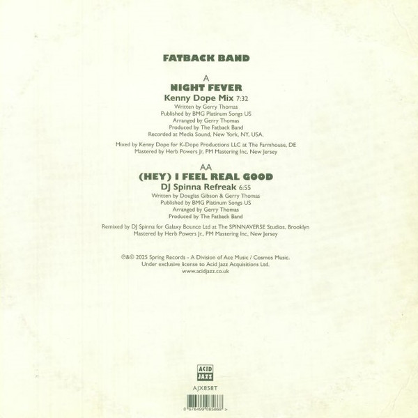 The Fatback Band - Night Fever / (Hey) I Feel Real Good | Acid Jazz (AJX858T) - 2 The Fatback Band - Night Fever / (Hey) I Feel Real Good | Acid Jazz (AJX858T) - 2
