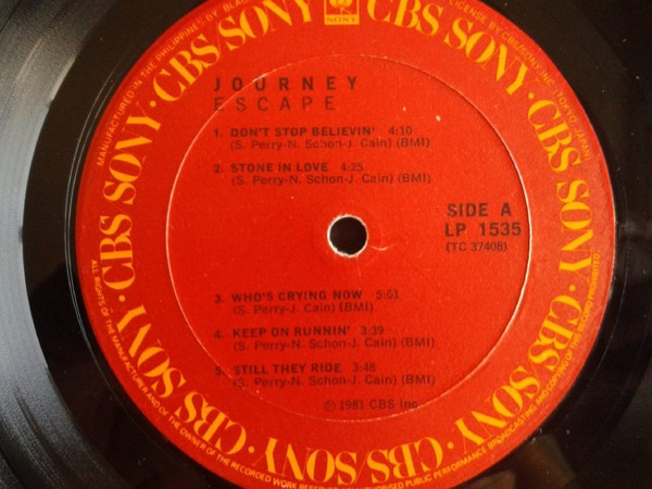 Journey - Escape | CBS/SONY (LP-1535) - 3