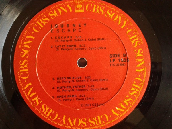 Journey - Escape | CBS/SONY (LP-1535) - 4