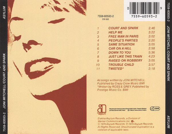 Joni Mitchell - Court And Spark | Asylum Records (7559-60593-2) - 3 Joni Mitchell - Court And Spark | Asylum Records (7559-60593-2) - 3