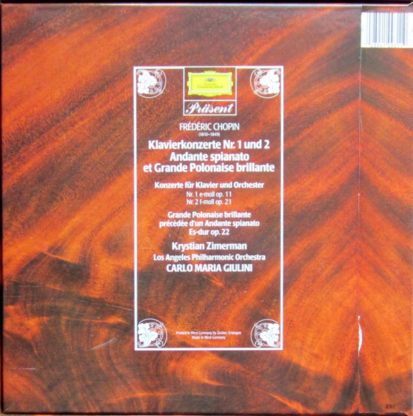 Frédéric Chopin - Krystian Zimerman • Los Angeles Philharmonic Orchestra • Carlo Maria Giulini - Klavierkonzerte 1 & 2 / Andante Spianato Et Grande Polonaise Brillante | Deutsche Grammophon (410 931-1) - 2