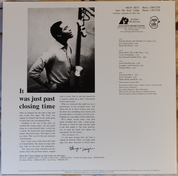 Sam Cooke - Night Beat | Analogue Productions (APP-2709-45) - 2