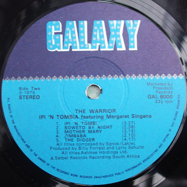 Ipi-Tombi Featuring Margaret Singana - The Warrior | Galaxy (GAL 6000) - 3