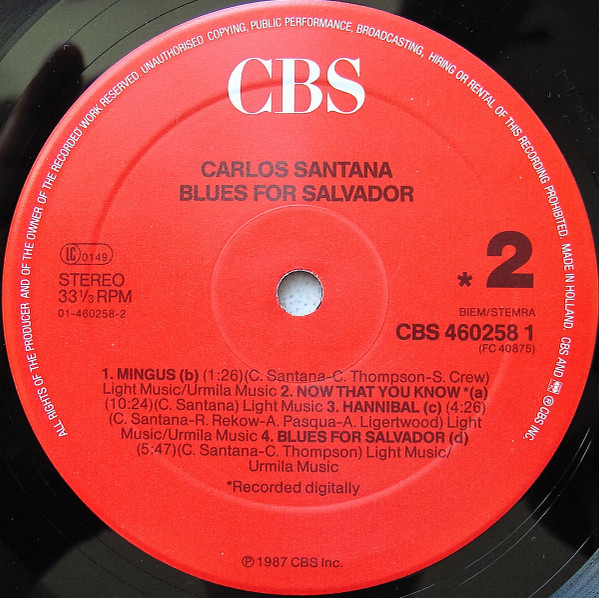 Carlos Santana - Blues For Salvador | CBS (460258 1) - 4