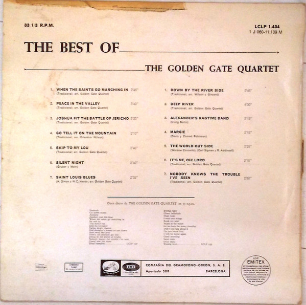 The Golden Gate Quartet - The Best Of The Golden Gate Quartet | La Voz De Su Amo (LCLP 1.434) - 2