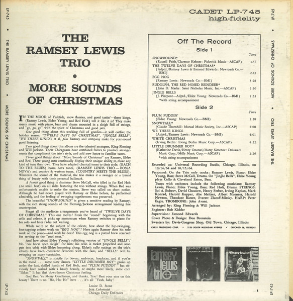 The Ramsey Lewis Trio - More Sounds Of Christmas | Cadet (LP-745) - 2