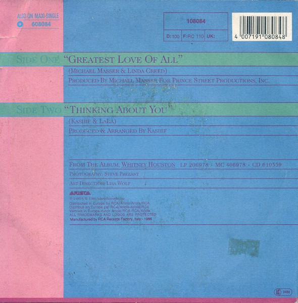 Whitney Houston - Greatest Love Of All | Arista (108 084) - 2
