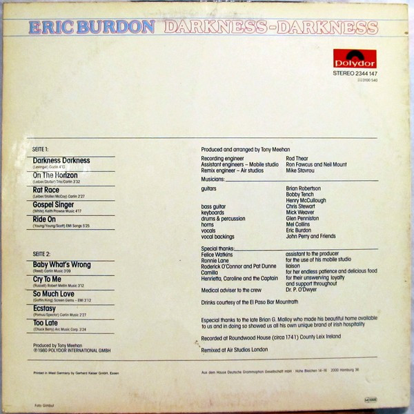 Eric Burdon - Darkness - Darkness | Polydor (2344 147) - 2