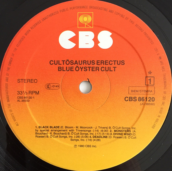 Blue Öyster Cult - Cultösaurus Erectus | CBS (CBS 86120) - 3