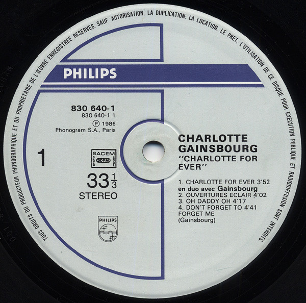 Charlotte Gainsbourg - Charlotte For Ever | Philips (830 640 1) - 3