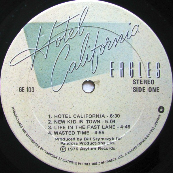 Eagles - Hotel California | Asylum Records (6E 103) - 4 Eagles - Hotel California | Asylum Records (6E 103) - 4