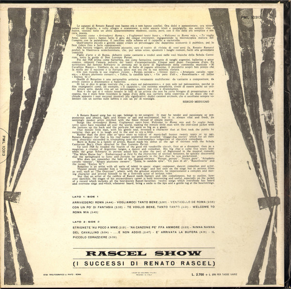 Renato Rascel - Rascel Show (I Successi Di Renato Rascel) | RCA Victor (PML-10313) - 2
