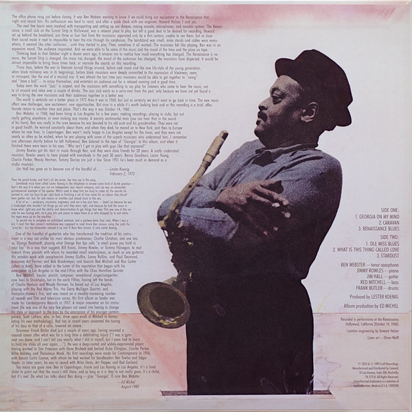 Ben Webster - At The Renaissance | Craft Recordings (CR00388) - 2 Ben Webster - At The Renaissance | Craft Recordings (CR00388) - 2