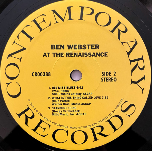 Ben Webster - At The Renaissance | Craft Recordings (CR00388) - 4 Ben Webster - At The Renaissance | Craft Recordings (CR00388) - 4