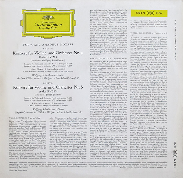Wolfgang Amadeus Mozart - Wolfgang Schneiderhan / Hans Schmidt-Isserstedt - Violinkonzerte D-dur KV 218 Und A-dur KV 219 | Deutsche Grammophon (SLPM 138 678) - 2 Wolfgang Amadeus Mozart - Wolfgang Schneiderhan / Hans Schmidt-Isserstedt - Violinkonzerte D-dur KV 218 Und A-dur KV 219 | Deutsche Grammophon (SLPM 138 678) - 2