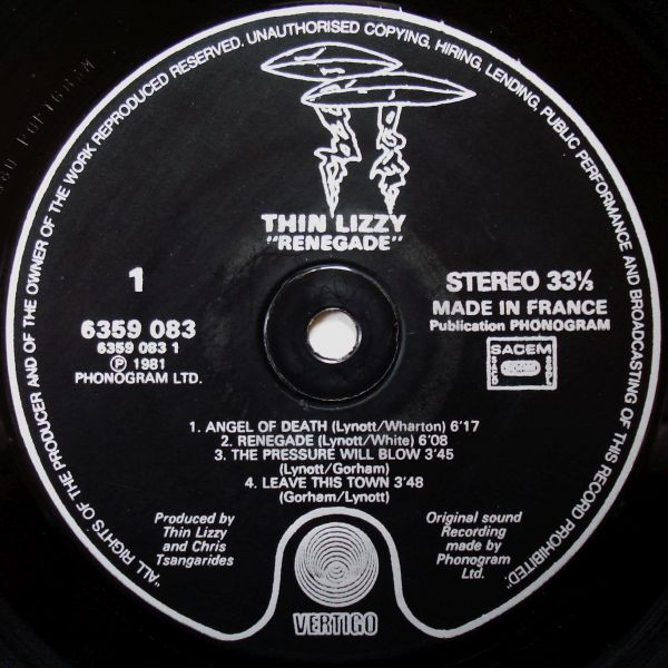 Thin Lizzy - Renegade | Vertigo (6359 083) - 3