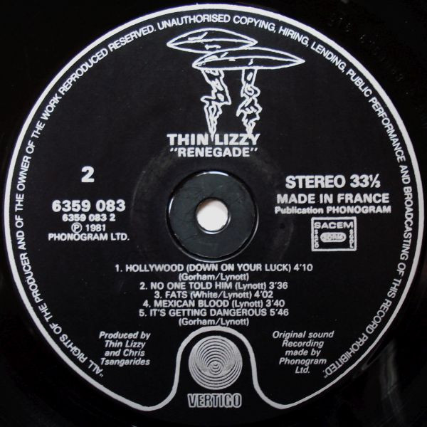 Thin Lizzy - Renegade | Vertigo (6359 083) - 4