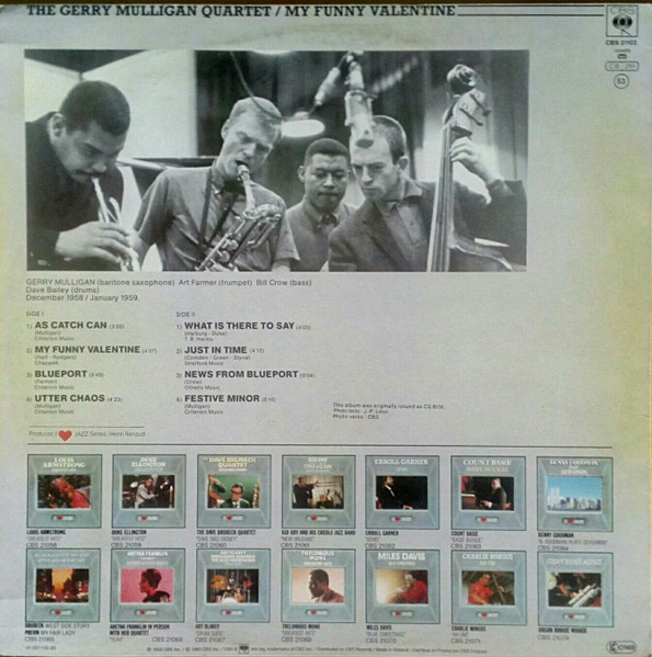 Gerry Mulligan Quartet - My Funny Valentine | CBS (CBS 21102) - 2