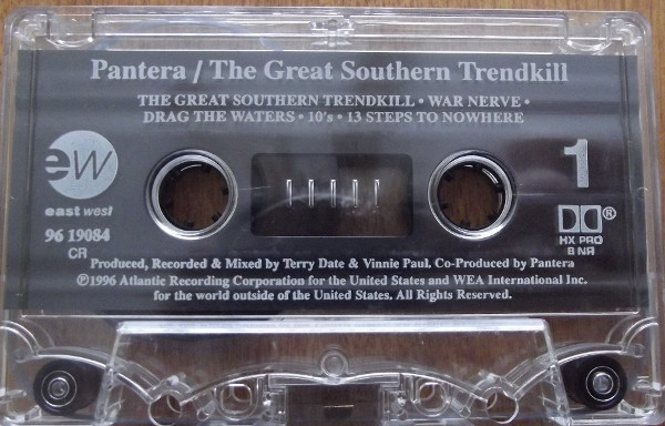 Pantera - The Great Southern Trendkill [Cassette] | EastWest (96 19084) - 3