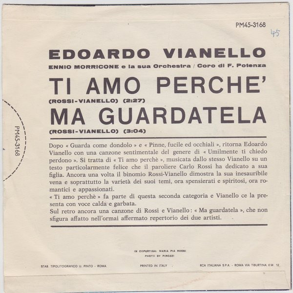 Edoardo Vianello - Ti Amo Perchè | RCA Italiana (PM45 - 3168) - 2