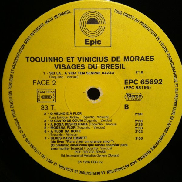Toquinho & Vinicius - Visages Du Brésil | Epic (EPC88195) - 4 Toquinho & Vinicius - Visages Du Brésil | Epic (EPC88195) - 4