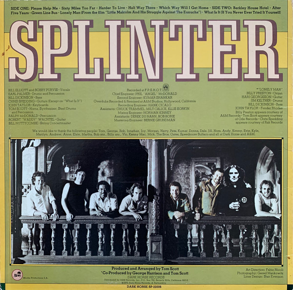Splinter - Harder To Live | Dark Horse Records (SP-22006) - 2