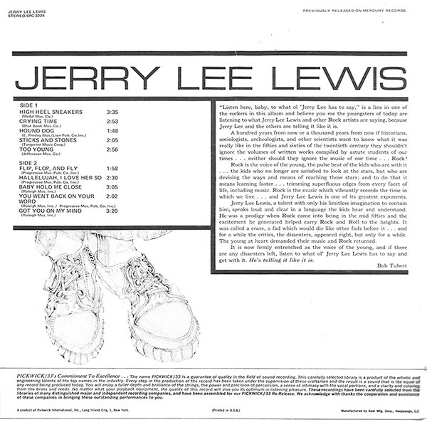 Jerry Lee Lewis - High Heel Sneakers | Pickwick (SPC-3224) - 2