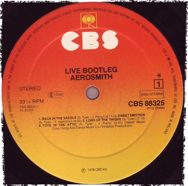 Aerosmith - Live! Bootleg | CBS (CBS 88325) - 4 Aerosmith - Live! Bootleg | CBS (CBS 88325) - 4