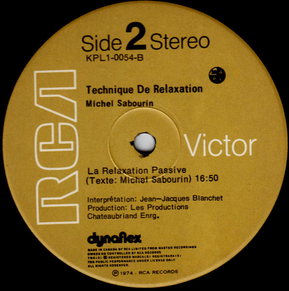 Jean-Jacques Blanchet , Michel Sabourin - Techniques De Relaxation [Vinyl] | RCA Victor (KPL1-0054) - 4