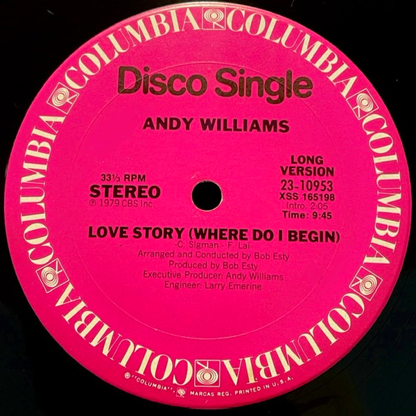 Andy Williams - Love Story (Where Do I Begin) | Columbia (23-10953) - main