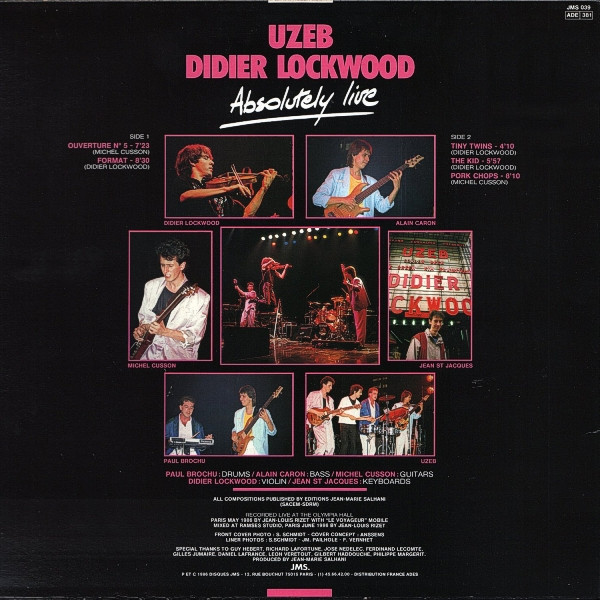 Uzeb / Didier Lockwood - Absolutely Live | JMS. (JMS 039) - main