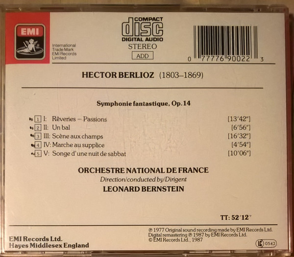 Hector Berlioz - Orchestre National De France , Leonard Bernstein - Symphonie Fantastique | Angel Records (CDM 7 69002 2) - 2