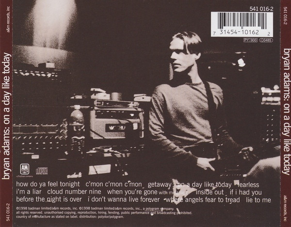 Bryan Adams - On A Day Like Today | A&M Records (541 016-2) - 2