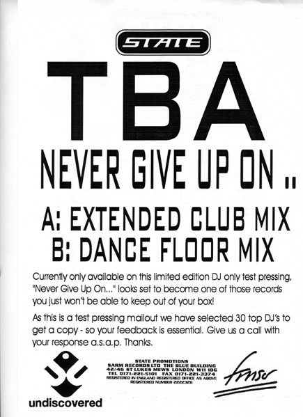 TBA - Never Give Up On | Undiscovered (UND 014) - main
