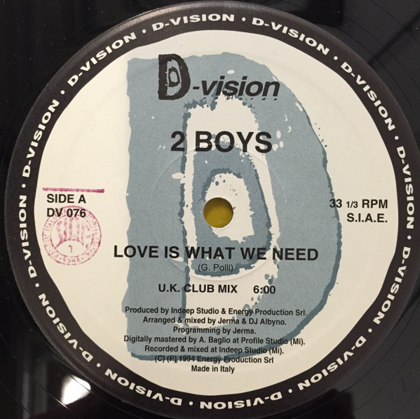 Two Boys - Love Is What We Need | D:vision Records (DV 076) - main