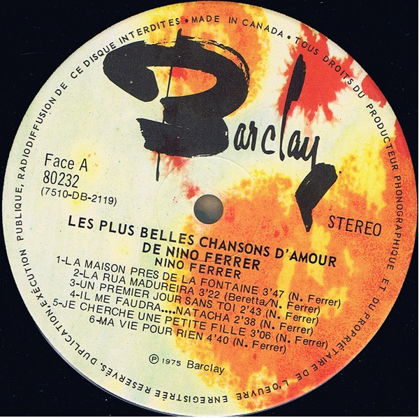 Nino Ferrer - Les Plus Belles Chansons D'Amour | Barclay (80232) - 3 Nino Ferrer - Les Plus Belles Chansons D'Amour | Barclay (80232) - 3