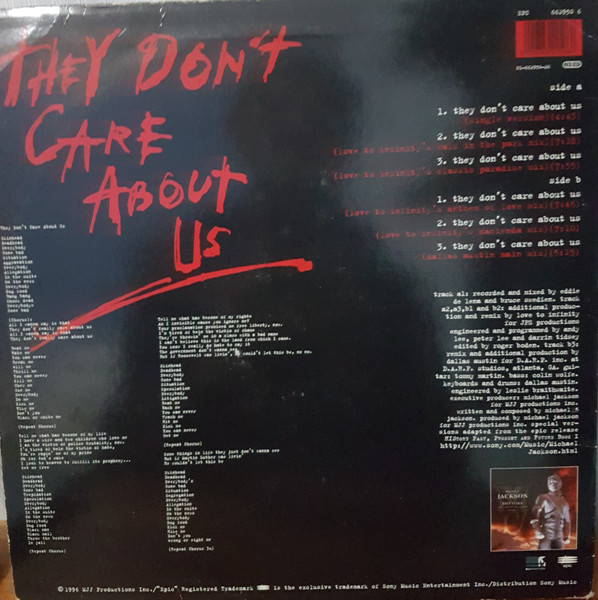 Michael Jackson - They Don't Care About Us | Epic (662950 6) - 2 Michael Jackson - They Don't Care About Us | Epic (662950 6) - 2