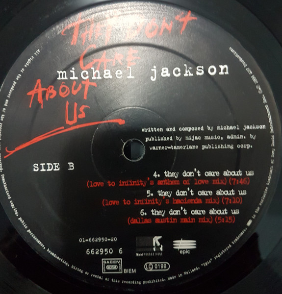 Michael Jackson - They Don't Care About Us | Epic (662950 6) - 4 Michael Jackson - They Don't Care About Us | Epic (662950 6) - 4