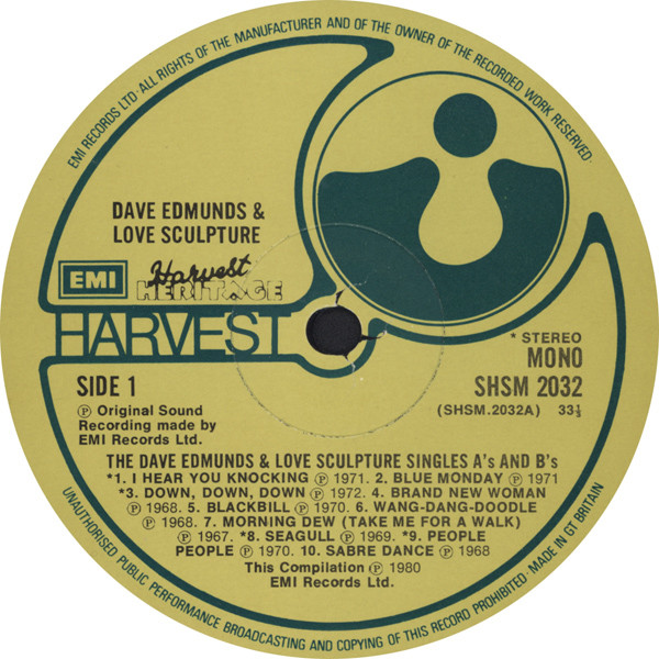 Dave Edmunds & Love Sculpture - The Dave Edmunds & Love Sculpture Single's A's & B's | Harvest (SHSM 2032) - 3