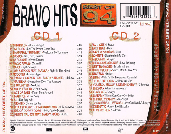 Various - Bravo Hits Best Of '94 | EastWest (9548-33125-2) - 3