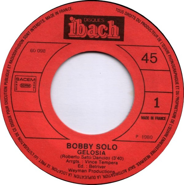 Bobby Solo - Gelosia | Disques Ibach (60 098) - 3