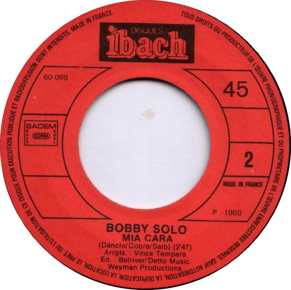 Bobby Solo - Gelosia | Disques Ibach (60 098) - 4