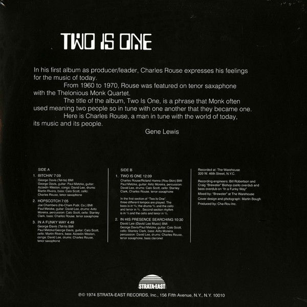 Charlie Rouse - Two Is One | Strata-East (SES-19746) - 2