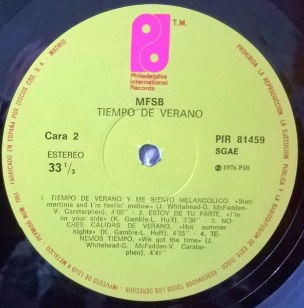 MFSB - Summertime | Philadelphia International Records (PIR 81459) - 4