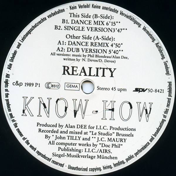 Know-How - Reality | P1 Records (SPV 50-8421) - 3 Know-How - Reality | P1 Records (SPV 50-8421) - 3