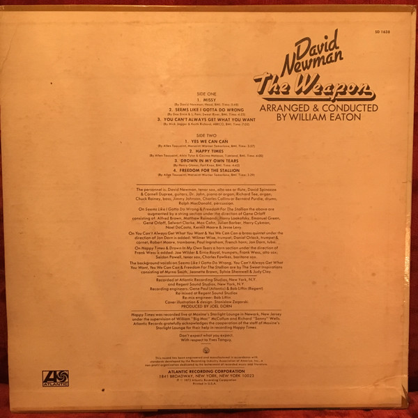 David "Fathead" Newman - The Weapon | Atlantic (SD 1638) - 2 David "Fathead" Newman - The Weapon | Atlantic (SD 1638) - 2