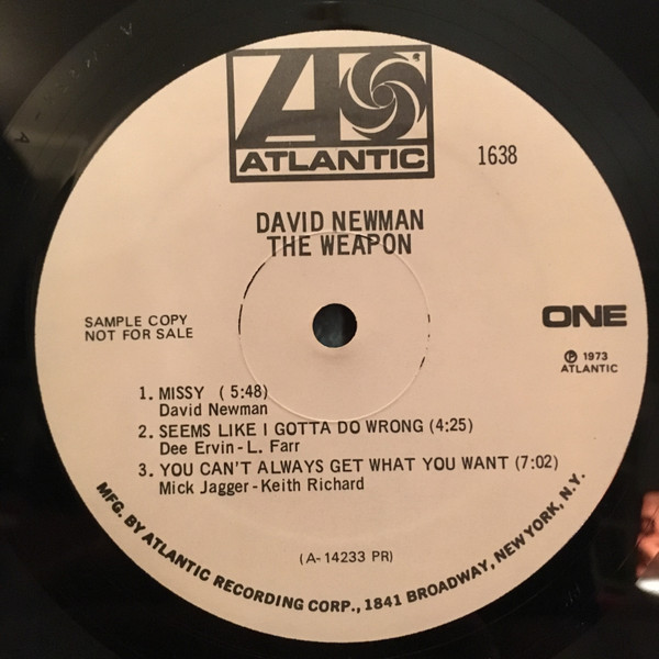 David "Fathead" Newman - The Weapon | Atlantic (SD 1638) - 3 David "Fathead" Newman - The Weapon | Atlantic (SD 1638) - 3