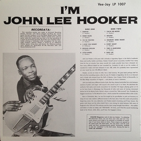 John Lee Hooker - I'm John Lee Hooker | Vee Jay Records (VJLP 1007) - 2 John Lee Hooker - I'm John Lee Hooker | Vee Jay Records (VJLP 1007) - 2