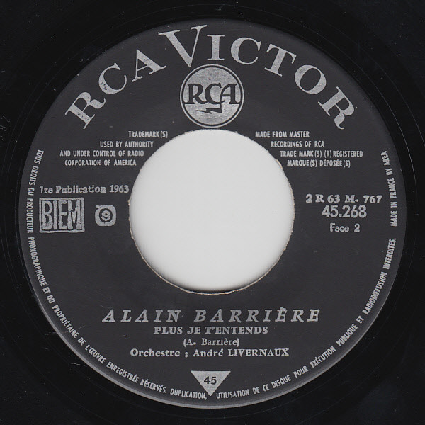 Alain Barrière - Elle Était Si Jolie | RCA Victor (45.268) - 2
