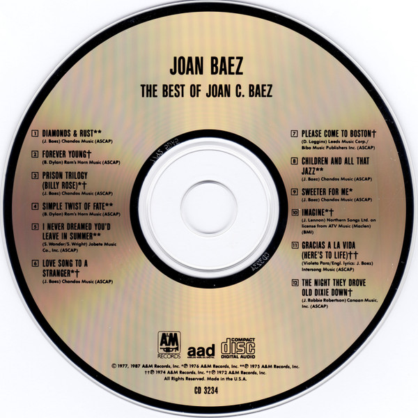 Joan Baez - The Best Of Joan C. Baez | A&M Records (CD 3234) - 3